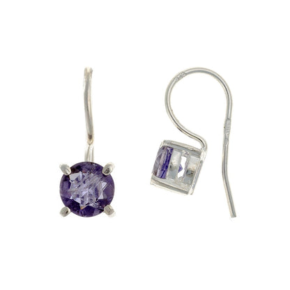 Sterling Silver Round Iolite Drop Earrings