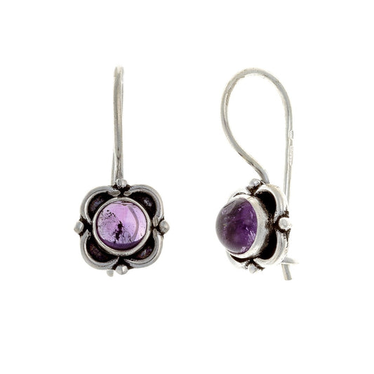 Sterling Silver Amethyst Flower Earrings