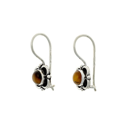 Sterling Silver Tiger Eye Flower Earrings