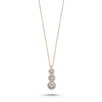 Sterling Silver Rose Gold Plated CZ Necklace