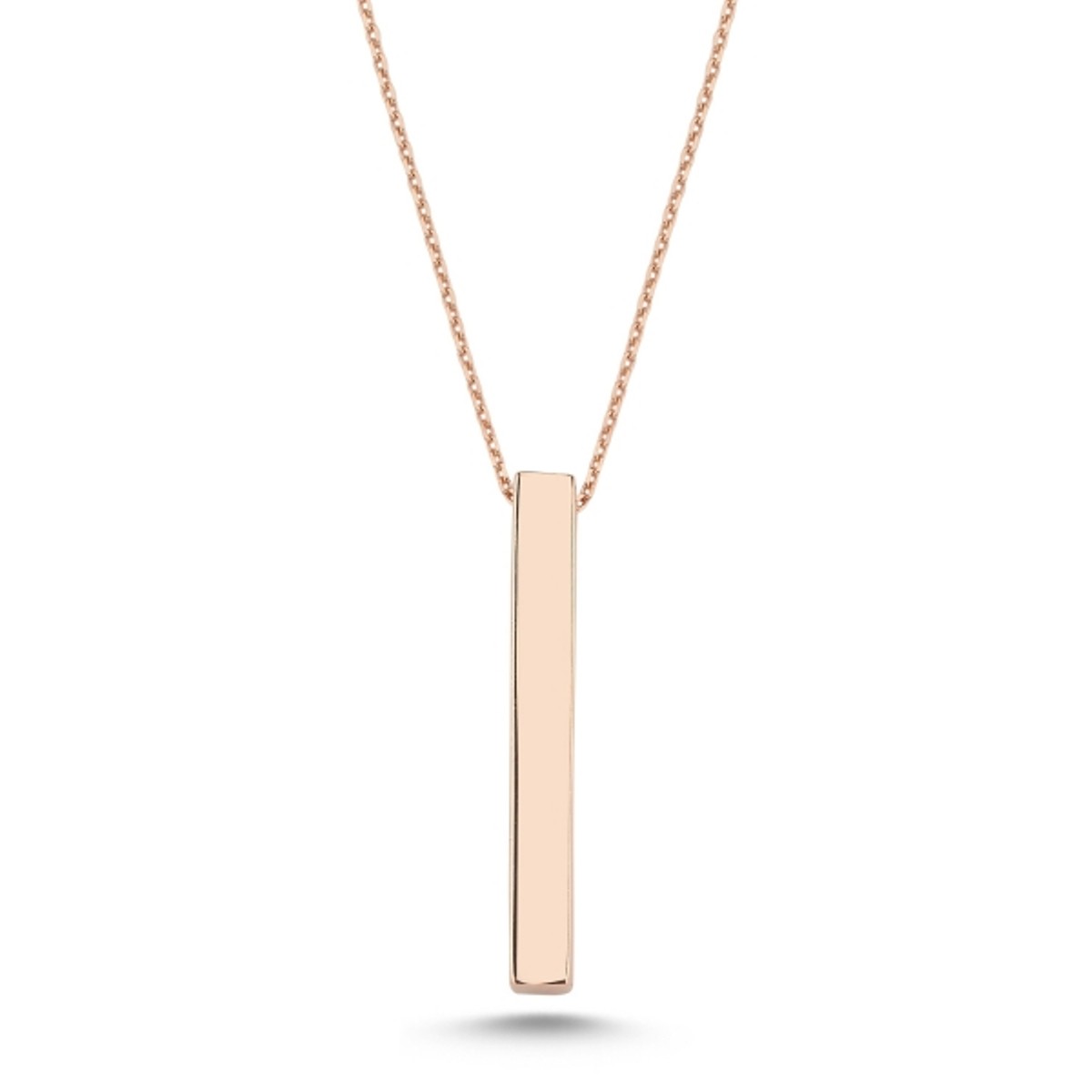 Sterling Silver Rose Gold Plated Stick Necklace