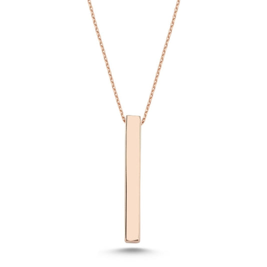 Sterling Silver Rose Gold Plated Stick Necklace