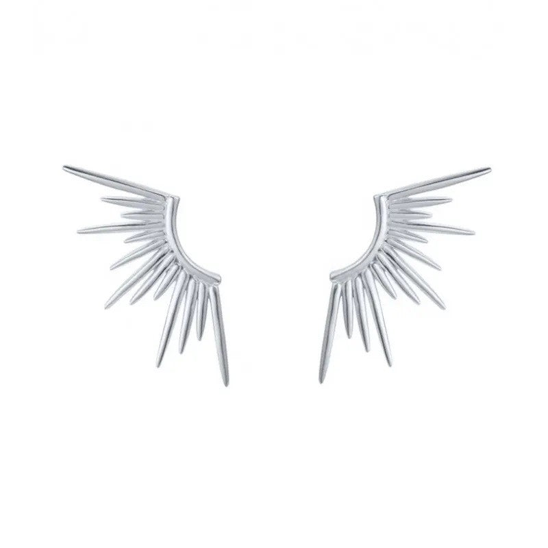 Sterling Silver Rhodium Plated Sunbeam Studs