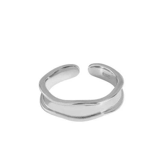 Sterling Silver Rhodium Plated Uneven Ring