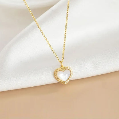 Sterling Silver Gold Plated Nacre Heart Necklace