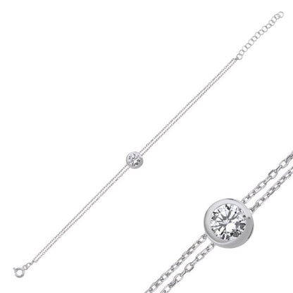 Sterling Silver Rhodium Plated CZ Bracelet