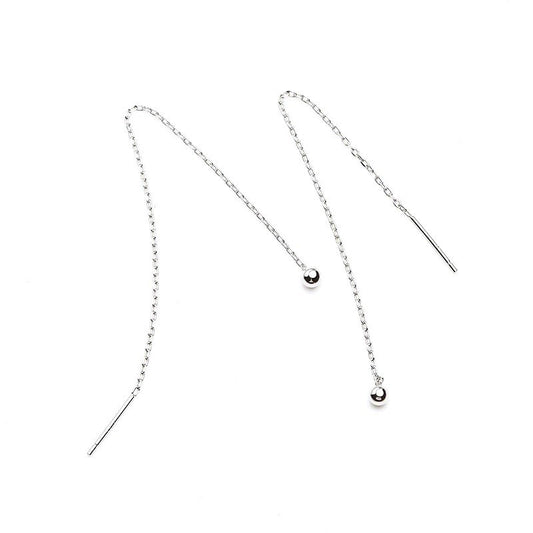 Sterling Silver Rhodium Plated Chain Drop Earrings