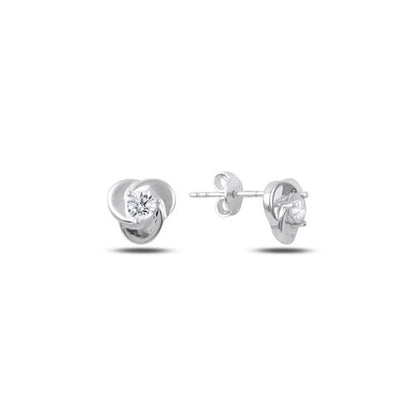 Sterling Silver Rhodium Plated Studs with CZ