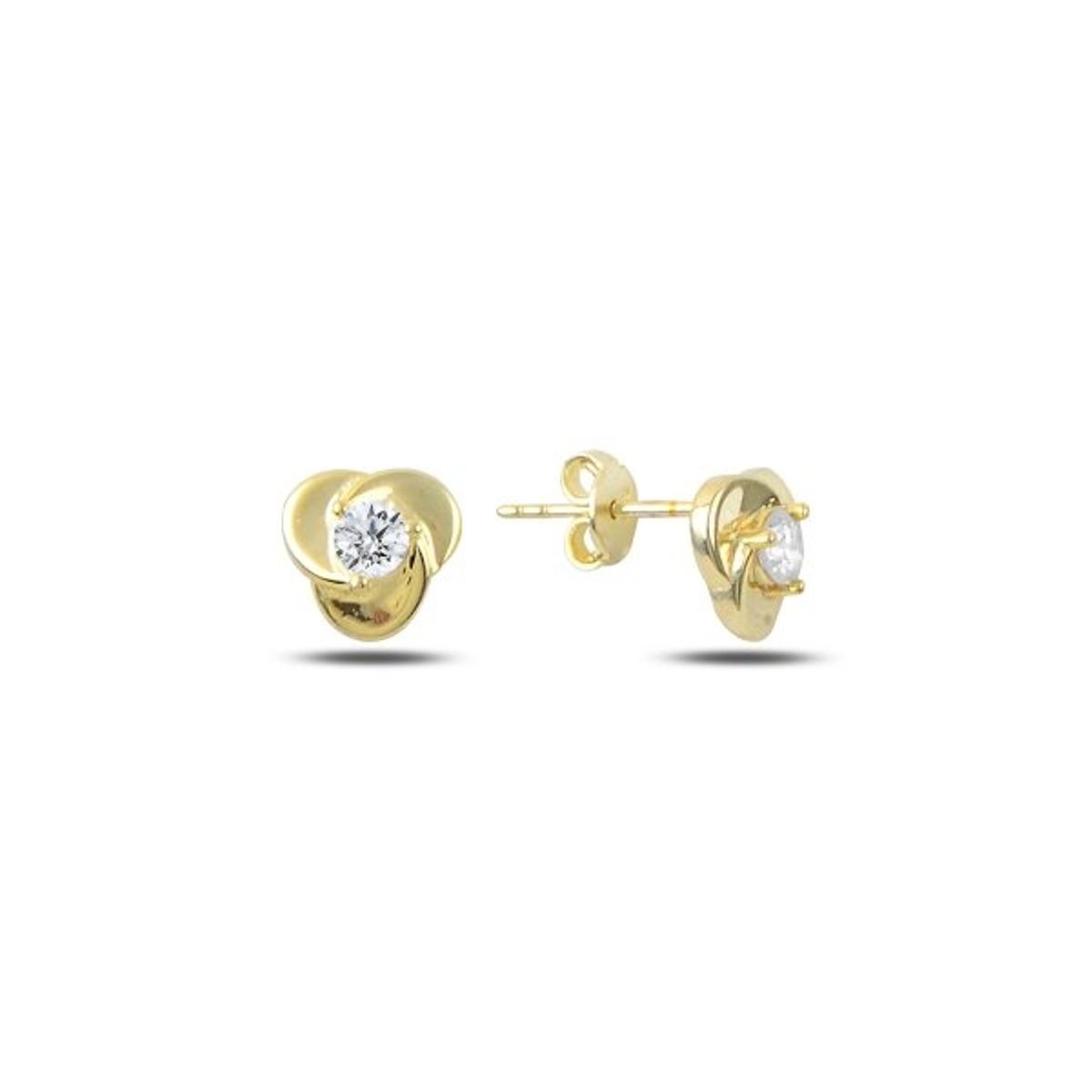 Sterling Silver Gold Plated Studs with CZ