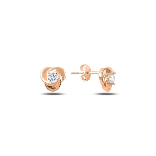 Sterling Silver Rose Gold Plated Studs with CZ