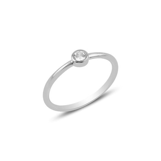 Sterling Silver Rhodium Plated Minimalist CZ Ring