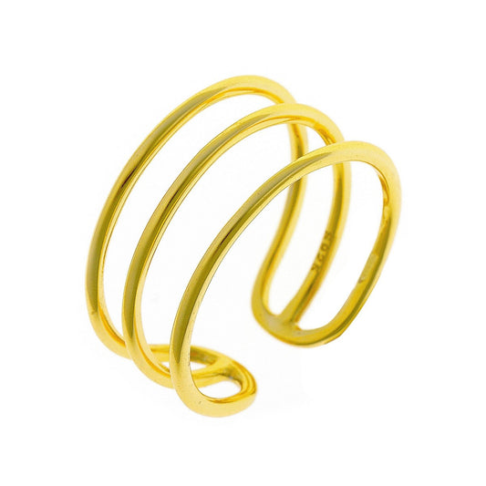 Sterling Silver Gold Plated Triple Ring