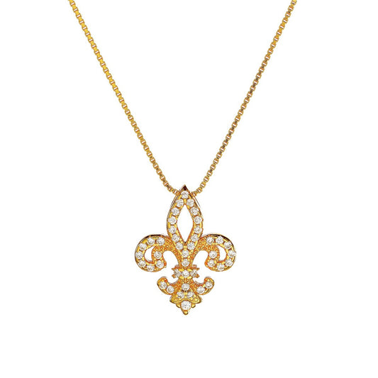 Sterling Silver Gold Plated Royal CZ Necklace