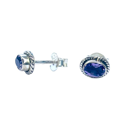 Sterling Silver Oval Iolite Studs