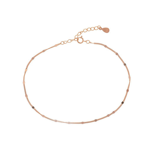 Sterling Silver Rose Gold Plated Minimalist Chain Anklet