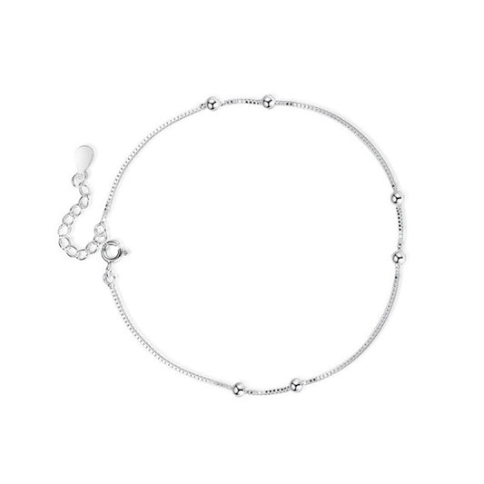 Sterling Silver Minimalist Chain Bracelet with Beads