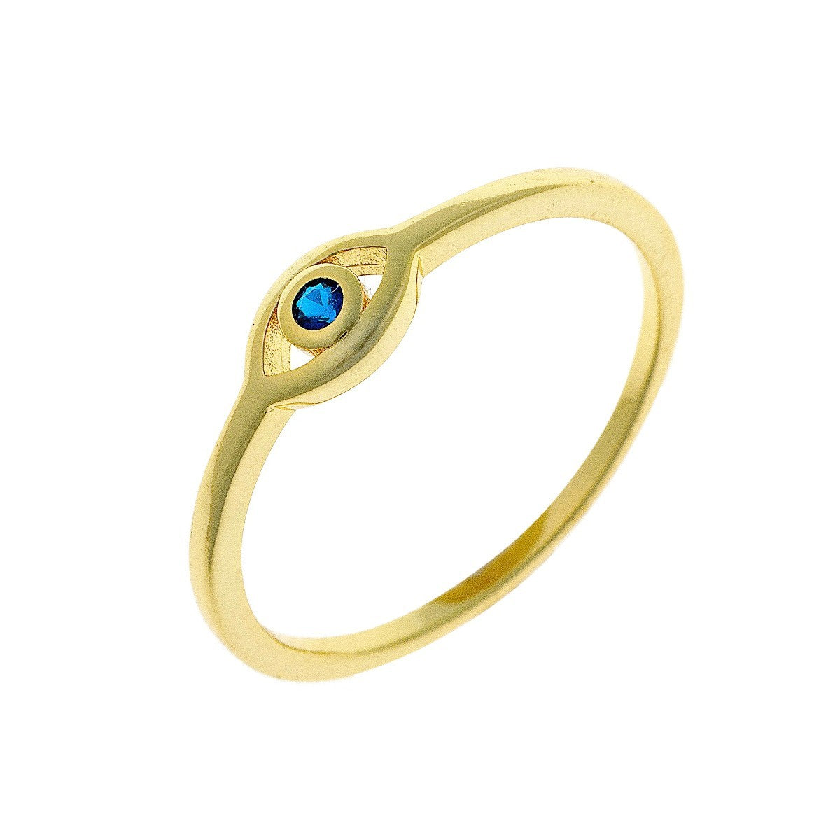 Sterling Silver Gold Plated CZ Eye Ring