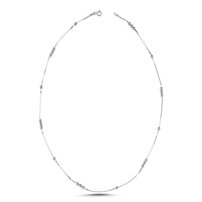 Sterling Silver Rhodium Plated Beaded Necklace