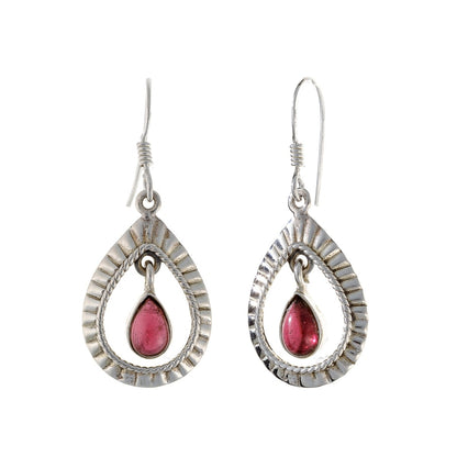 Sterling Silver Garnet Drop Earrings