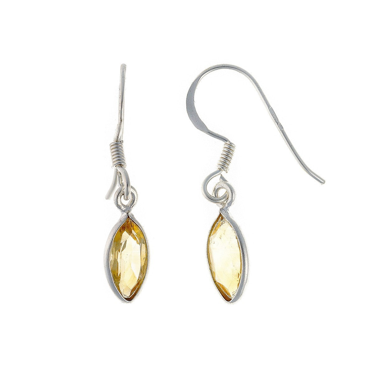 Sterling Silver Citrine Stone Drop Earrings