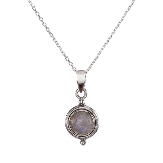 Sterling Silver Round Labradorite Pendant Necklace