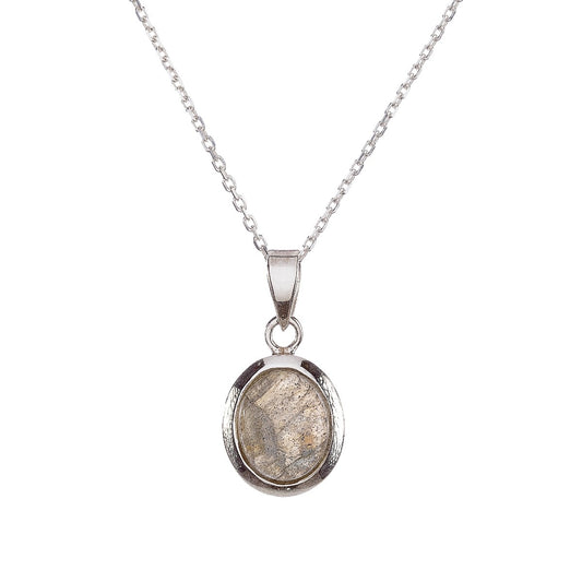 Sterling Silver Oval Labradorite Pendant Necklace