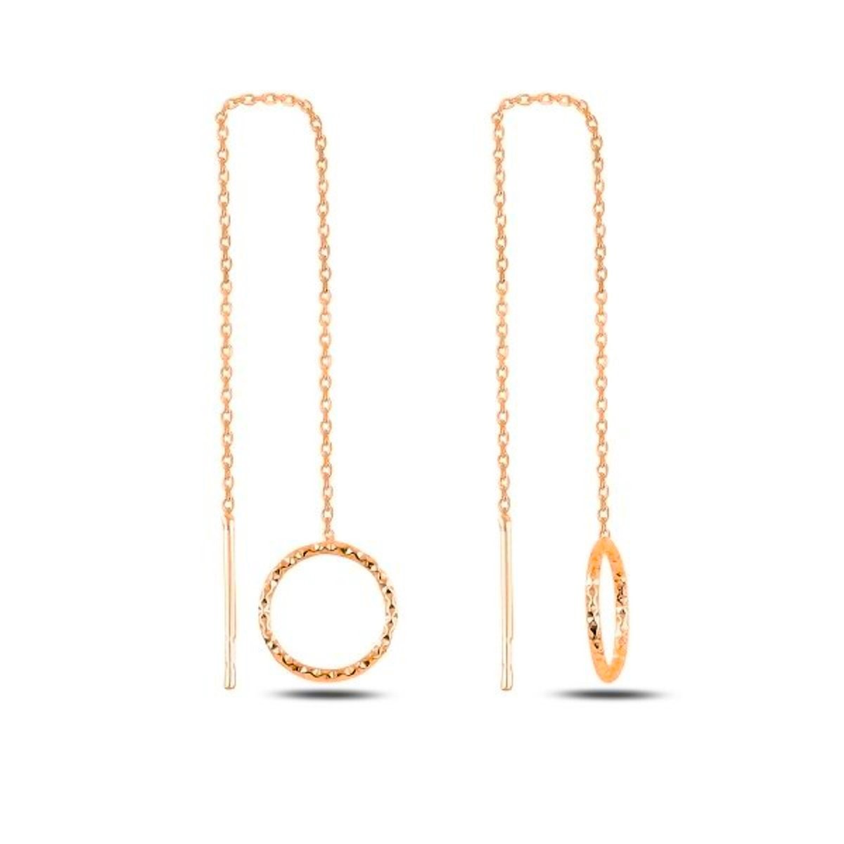 Sterling Silver Rose Gold Plated Chain Drop Earrings