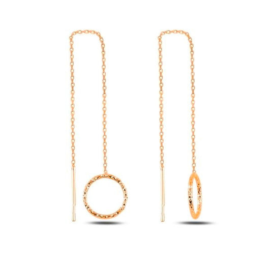 Sterling Silver Rose Gold Plated Chain Drop Earrings