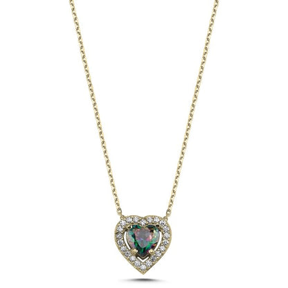 Sterling Silver Gold Plated Mystic Topaz Heart Necklace