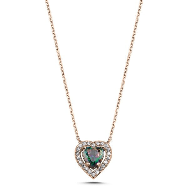 Sterling Silver Rose Gold Plated Mystic Topaz Necklace