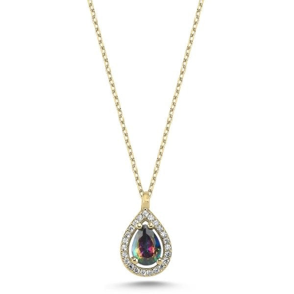 Sterling Silver Gold Plated Mystic Topaz Necklace