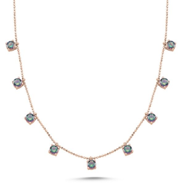 Sterling Silver Rose Gold Plated Mystic Topaz Necklace