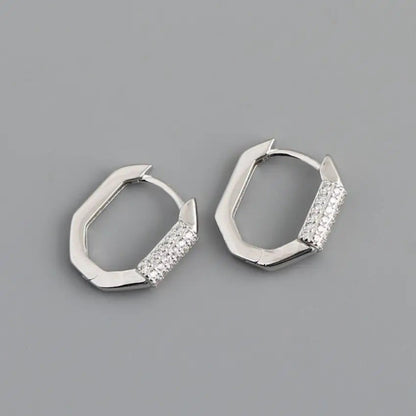 Sterling Silver Rhodium Plated CZ Hoops