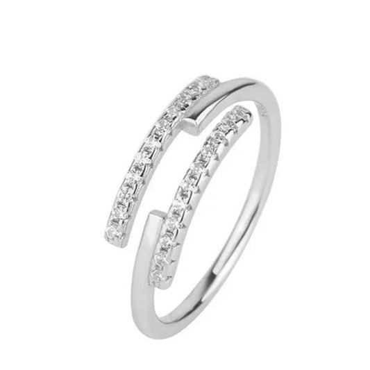 Sterling Silver Rhodium Plated CZ Ring