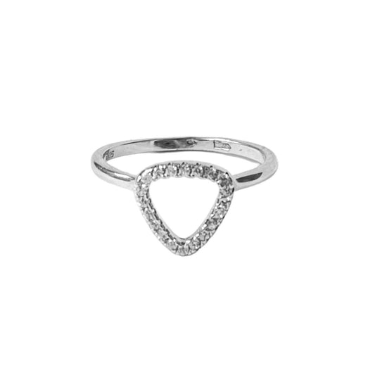 Sterling Silver Rhodium Plated CZ Triangle Ring