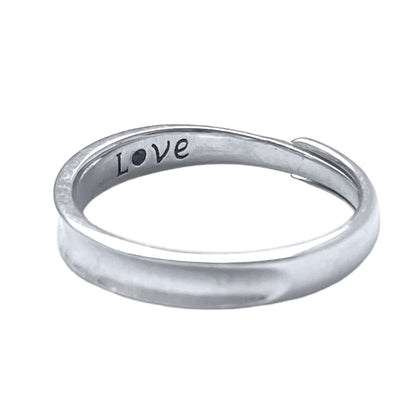 Sterling Silver Rhodium Plated Band Ring "Love"