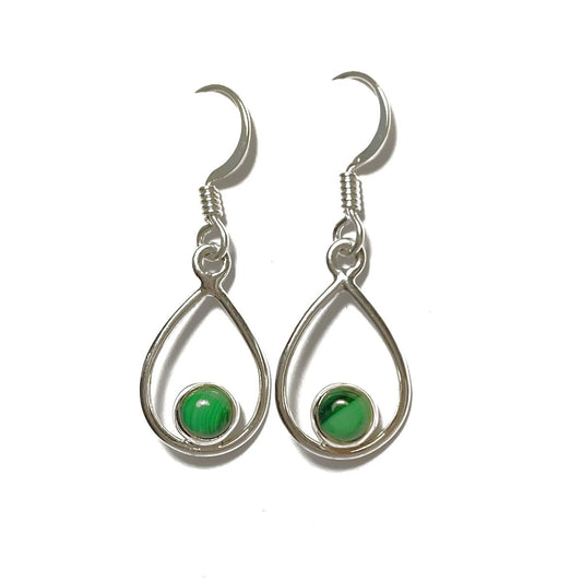 Sterling Silver Malachite Drop Earrings