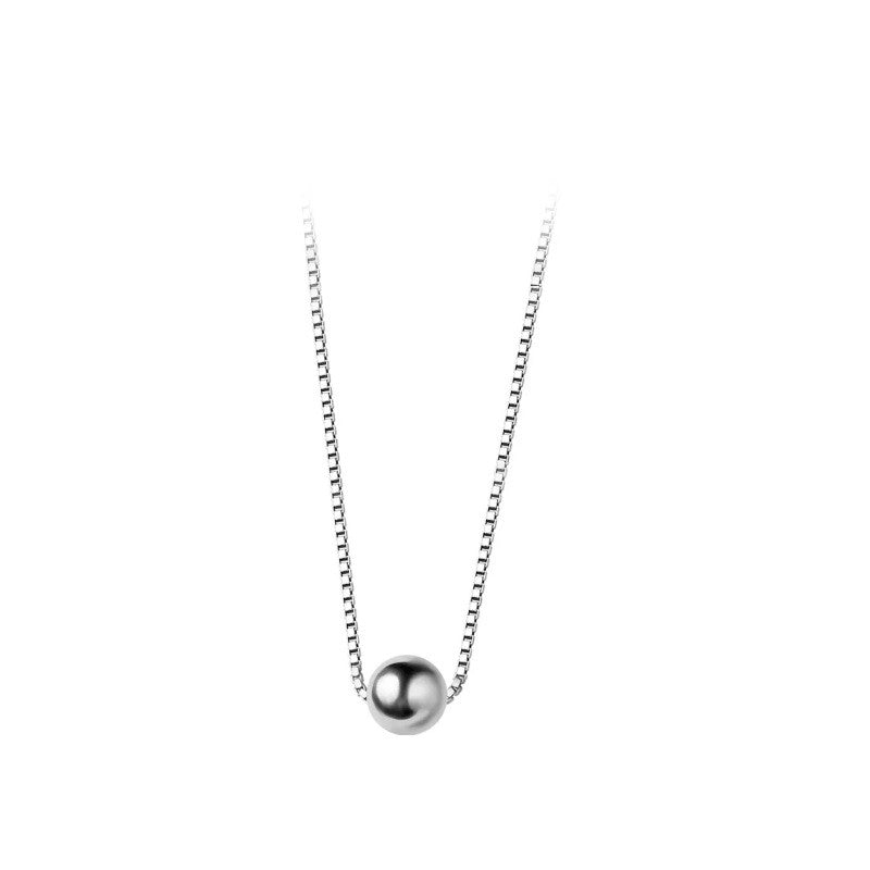 Sterling Silver Rhodium Plated Minimalist Bead Necklace