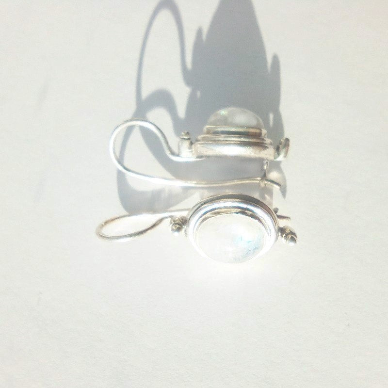 Sterling Silver Oval Moonstone Drop Earrings