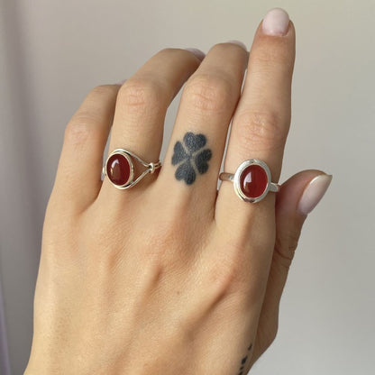 Sterling Silver Oval Carnelian Ring