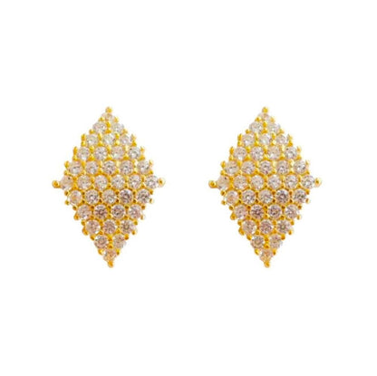 Sterling Silver Gold Plated CZ Rhombus Stud Earrings