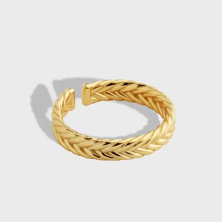 Sterling Silver Gold Plated Braided Ring