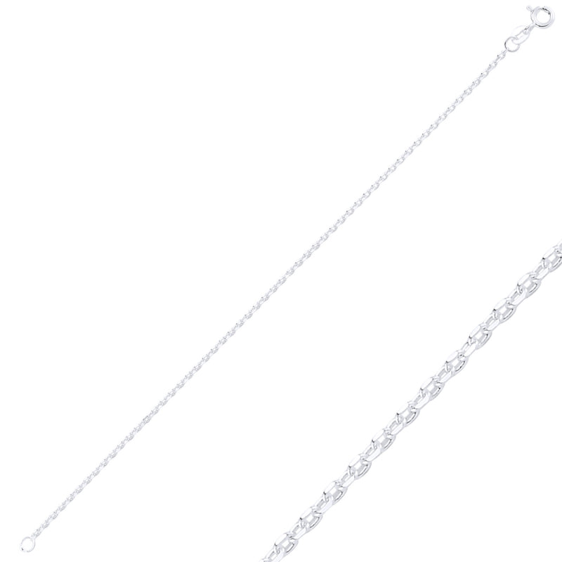 Sterling Silver Rhodium Plated 2 mm Forzentina Chain Bracelet