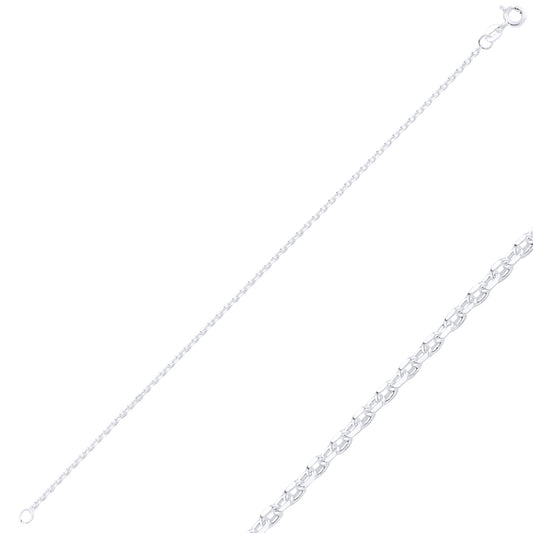 Sterling Silver Rhodium Plated 2 mm Forzentina Chain Bracelet