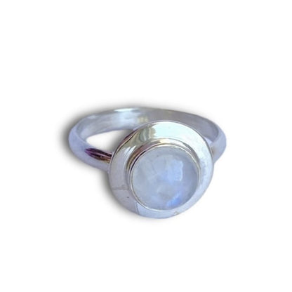 Sterling Silver Round Moonstone Ring