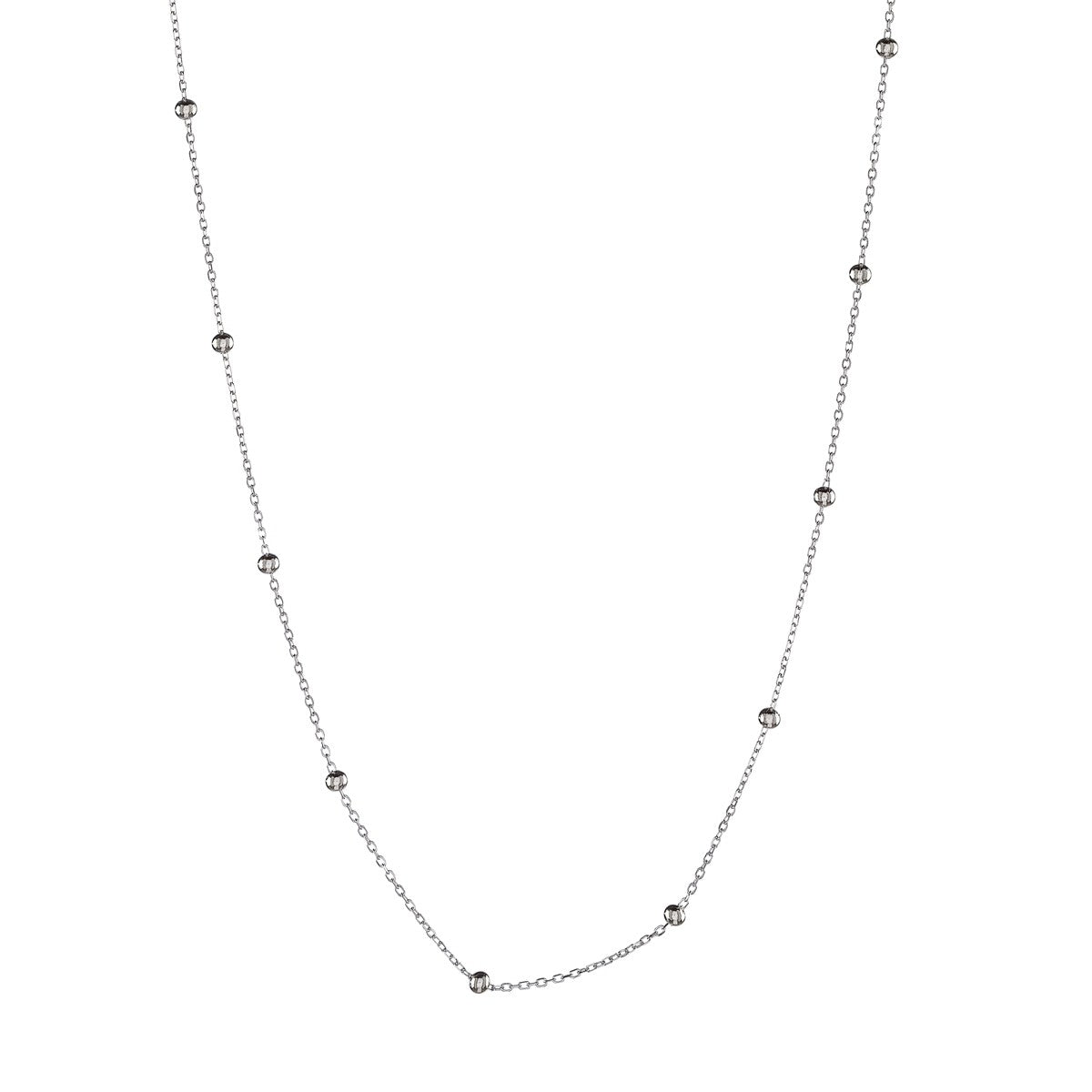 Sterling Silver Rhodium Plated Beaded Necklace