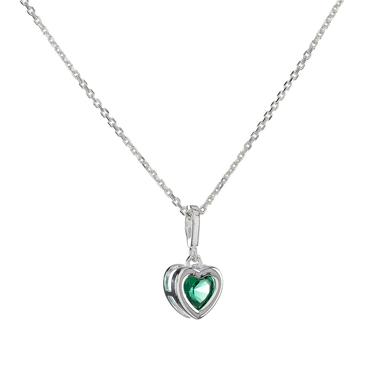 Sterling Silver CZ Heart Pendant Necklace