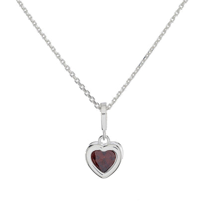 Sterling Silver CZ Heart Pendant Necklace