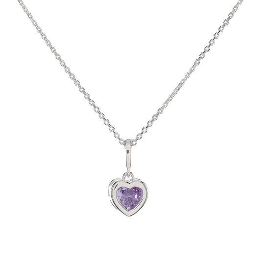 Sterling Silver CZ Heart Pendant Necklace