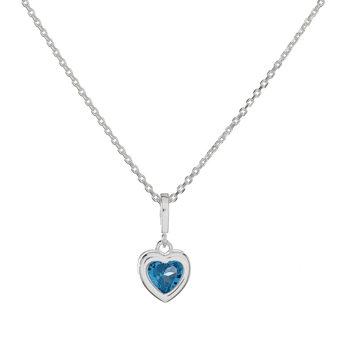 Sterling Silver CZ Heart Pendant Necklace